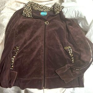 Brown And Leopard Zip Up